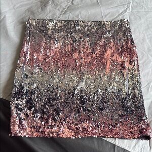 Pink and Silver Sequin Mini Skirt for Cocktail Nights